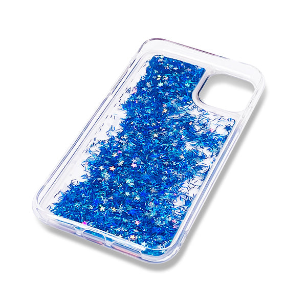 オリジナルiPhone13Proグリッタースマホケースブルー