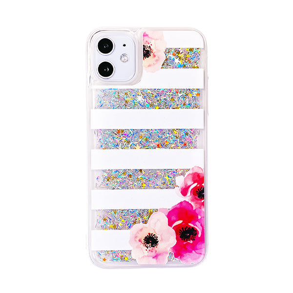 オリジナルiPhone13Proグリッタースマホケースシルバー