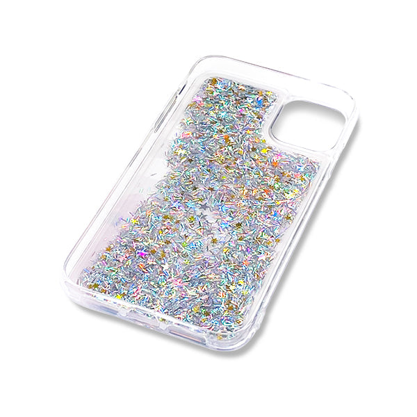 オリジナルiPhone13Proグリッタースマホケースシルバー